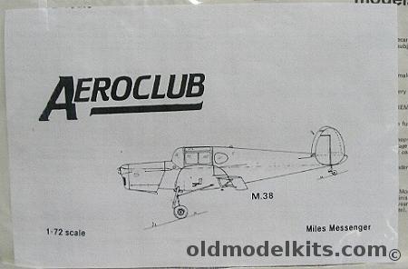 Aeroclub 1/72 M.38 (M-38) Miles Messenger (also M-48) Bagged plastic model kit